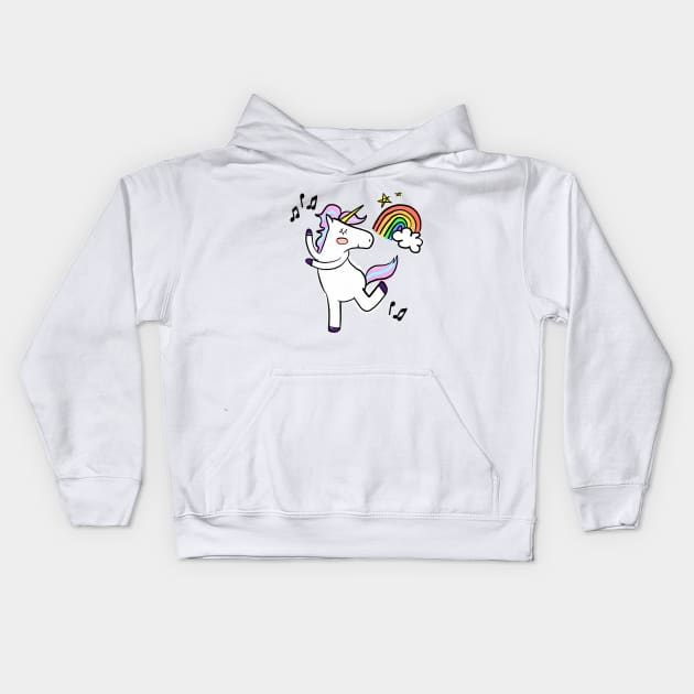 Dancing Unicorn Kids Hoodie by audistry